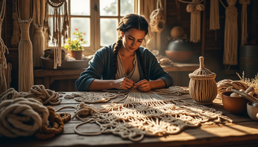 plonge dans l'univers captivant du macramé et explore son histoire fascinante. laisse-toi inspirer par ses origines et apprends comment cette technique ancestrale envoûtante a su traverser les âges pour embellir notre quotidien.