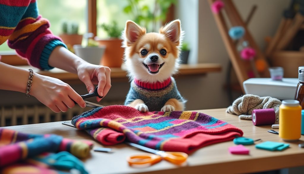 donne une seconde vie à un vieux pull en le transformant en manteau tendance pour ton chien ! ce tutoriel diy te guide étape par étape pour réaliser facilement un vêtement douillet et original pour ton compagnon à quatre pattes.