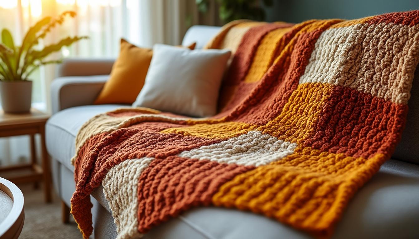 assemble tes carrés de tricot facilement pour créer une couverture unique, chaleureuse et pleine de charme. parfaite pour offrir ou décorer ton intérieur avec créativité.