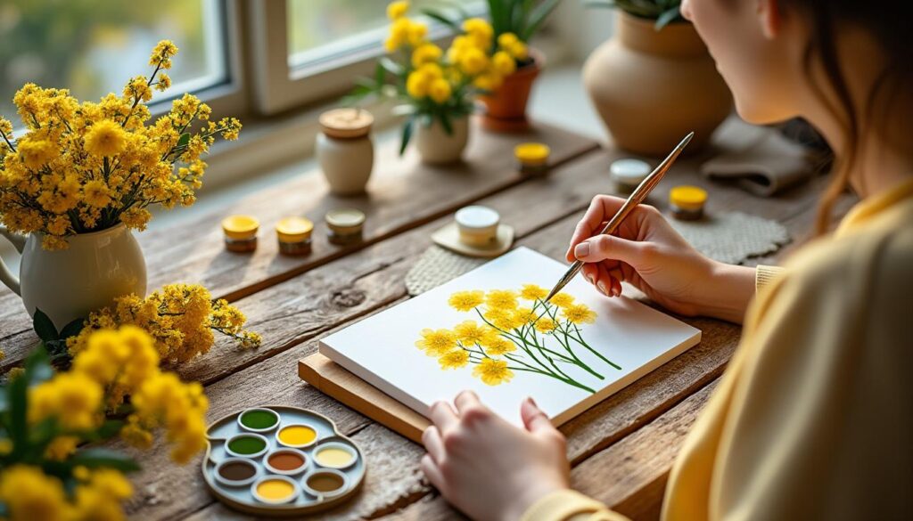 Peindre du mimosa : Guide pratique pour sublimer ta décoration ! 2 découvrez notre guide pratique pour peindre du mimosa et apporter une touche lumineuse et naturelle à votre décoration. astuces, techniques et conseils pour sublimer votre intérieur avec créativité.