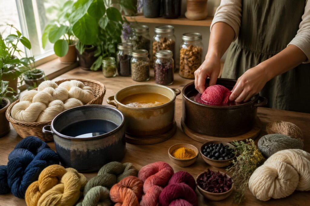 découvrez comment teindre votre laine à la maison avec notre guide créatif et écologique, pour des couleurs naturelles et durables tout en respectant l'environnement.