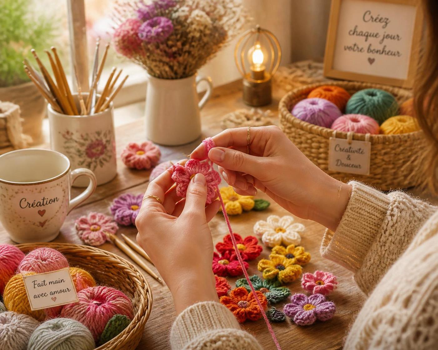 découvrez comment créer facilement des fleurs au tricot, des créations colorées et jolies à réaliser rapidement, parfaites pour embellir vos projets diy.