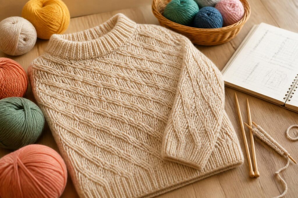 découvrez notre modèle de pull à tricoter avec explications détaillées pour créer facilement votre vêtement personnalisé, idéal pour tous niveaux de tricot.