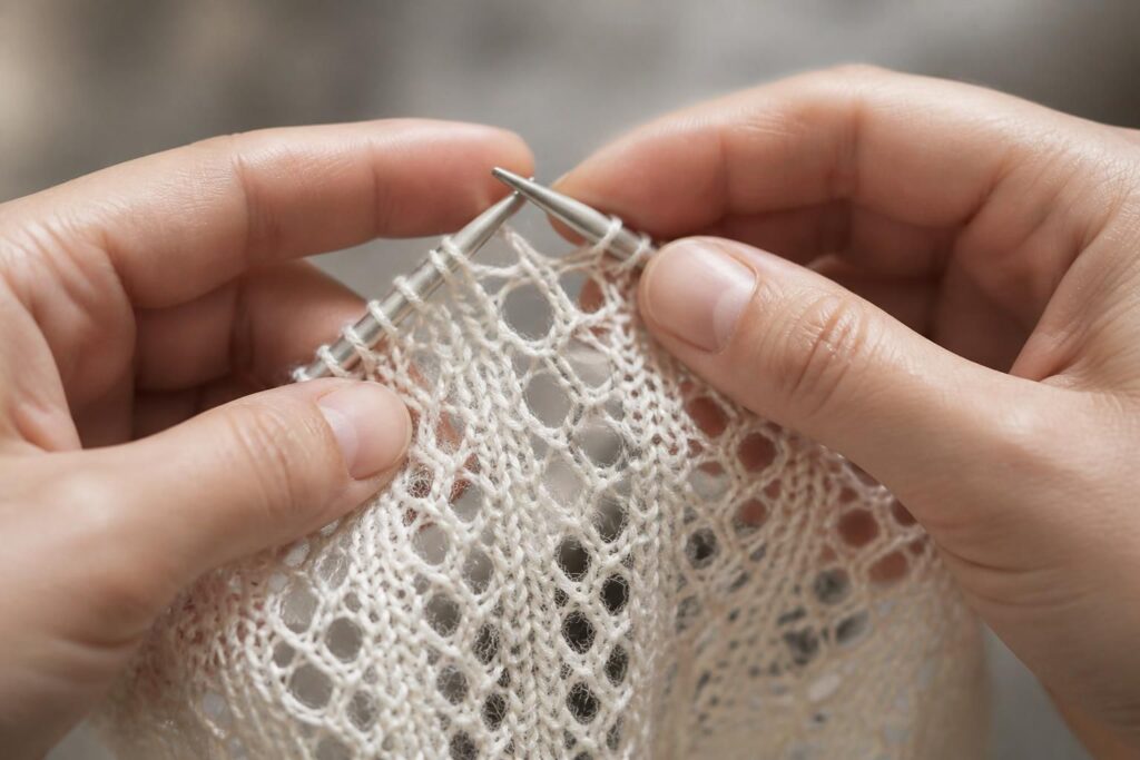 découvrez comment réaliser le jeté au tricot, une technique d'augmentation qui crée de jolis ajours pour embellir vos ouvrages.